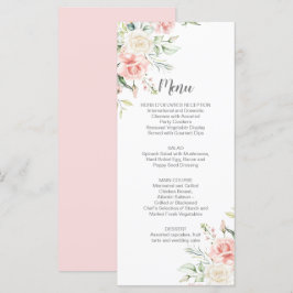 Rosa ros, eukalyptus, Greenery Bröllop Menu Meny