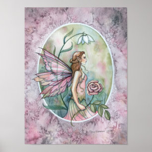Rosa ros Fairy Fantasy Art Poster