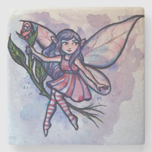 Rosa ros Fairy Stenunderlägg