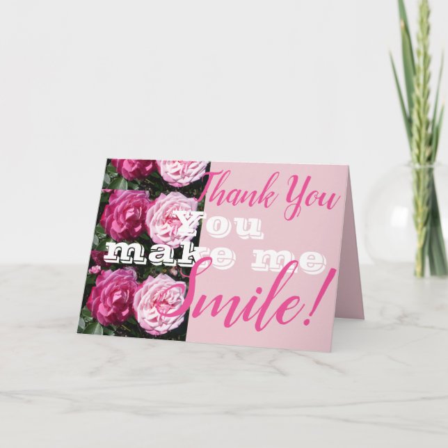 Rosa ros får du mig att tacka ditt kort (Framsida)