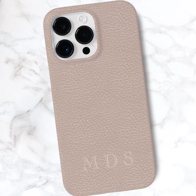  Rosa ros Faux-lädereffekt (A blush pink faux leather look phone case with space for your initials)