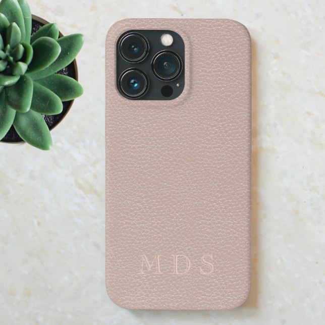 Rosa ros Faux Leather Effect Anpassningsbar Initia (A pretty blush pink faux leather look phone case with space for your initials)