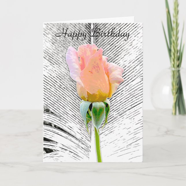 ROSA ROS FEATHER GRATTIS PÅ FÖDELSEDAGEN GREETARD  KORT (Framsida)