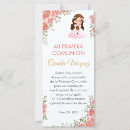 Rosa ros First Communion Bookmark på spanska