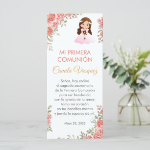 Rosa ros First Communion Bookmark på spanska