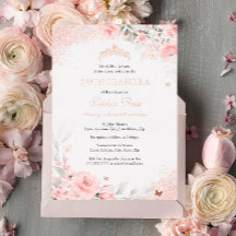 Rosa ros fjäril silver Quinceanera