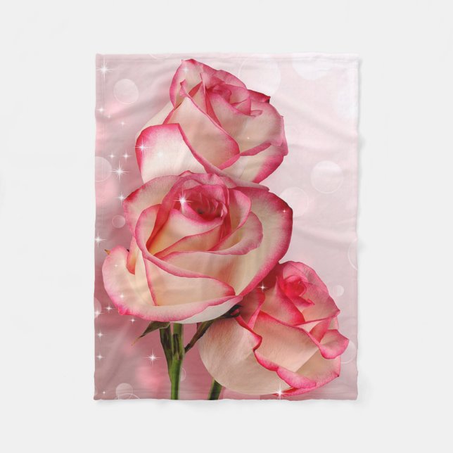 Rosa ros fleecefilt (Framsidan)