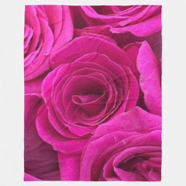 Rosa ros fleecefilt (Framsidan)