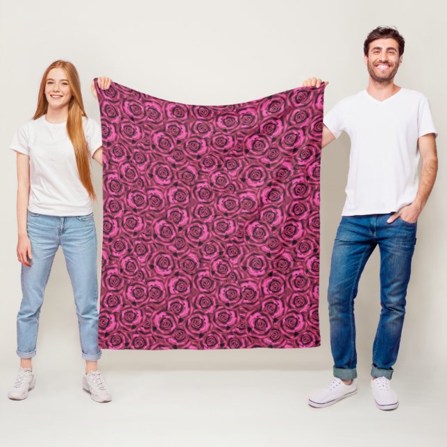 Rosa ros fleecefilt (På plats)
