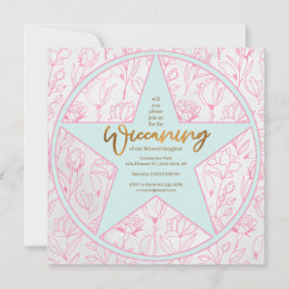 Rosa ros Flicka Wiccaning Naming Ceremony Inbjudningar