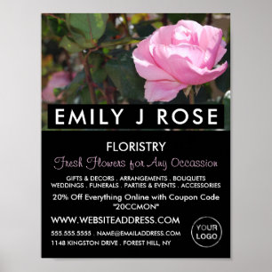 Rosa ros, Florist, Floristry Advertising Poster