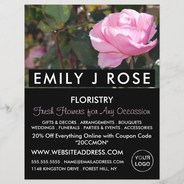 Rosa ros, Florist, Floristry Advertising Reklamblad (Framsidan)