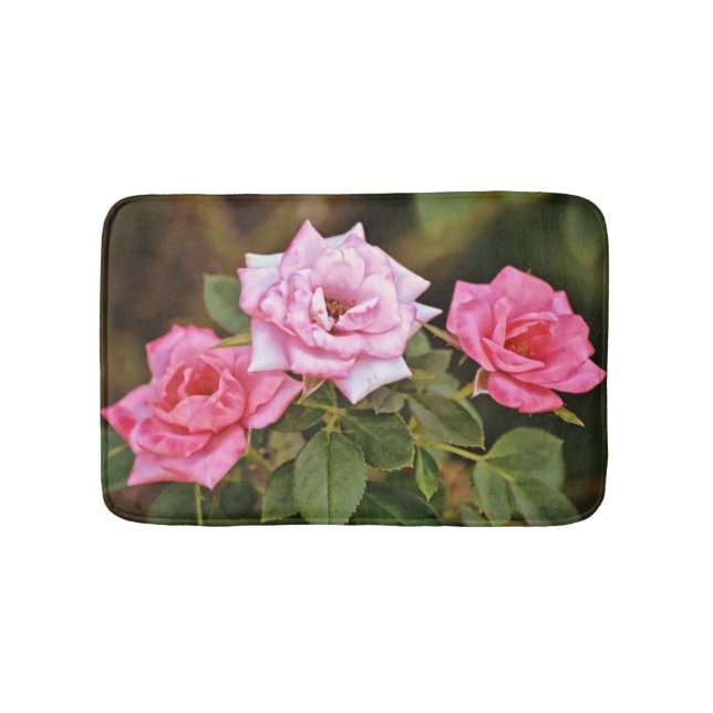 Rosa ros Flower Art Garden Bathmat Matta (Framsidan)