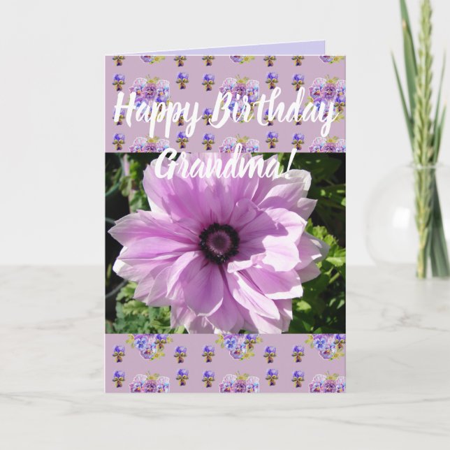 Rosa ros Flower Blommigt Birthday Grandma art Card Kort (Framsida)