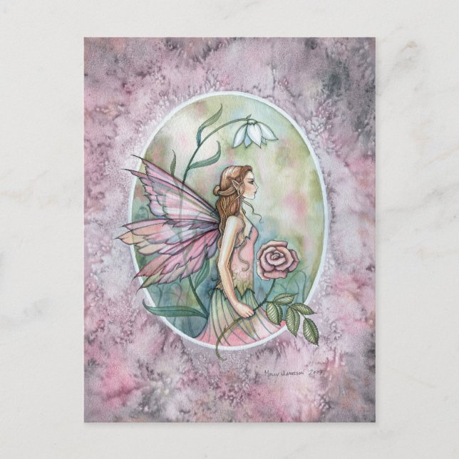 Rosa ros Flower Fairy by Molly Harrison Vykort (Framsida)