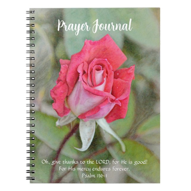 Rosa ros Flower Faith Prayer Journal Anteckningsbok (Framsidan)