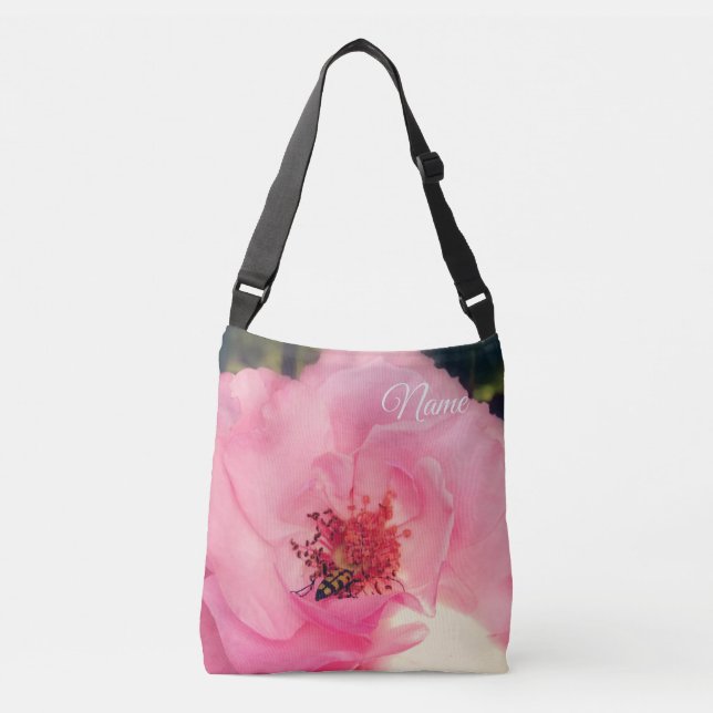 Rosa ros Flower Photo Tote Axelväska (Framsida)