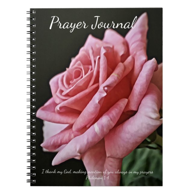 Rosa ros Flower Prayer Journal Anteckningsbok (Framsidan)