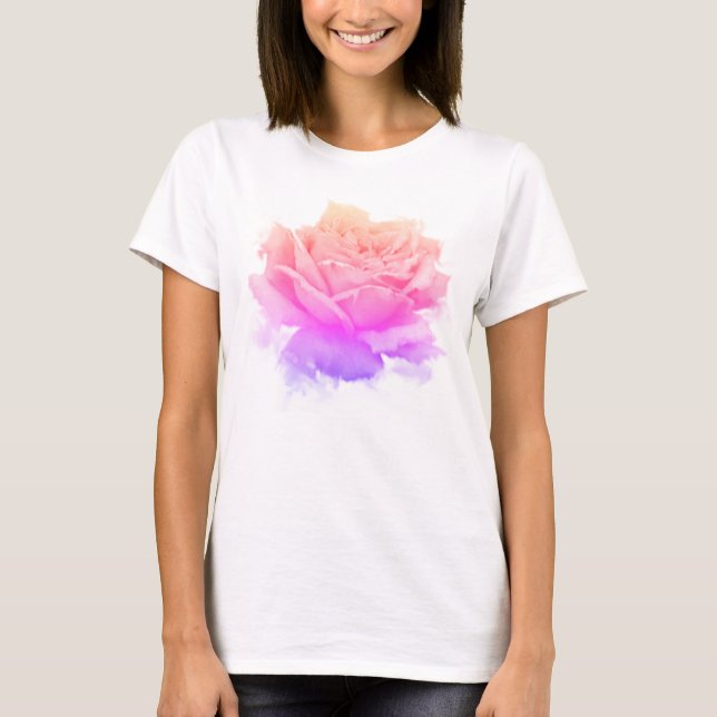 Rosa ros Flower Tee Shirt (Framsida)
