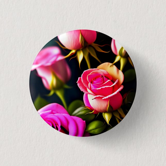 Rosa ros Flowers Digital Artwork Knapp (Framsida)