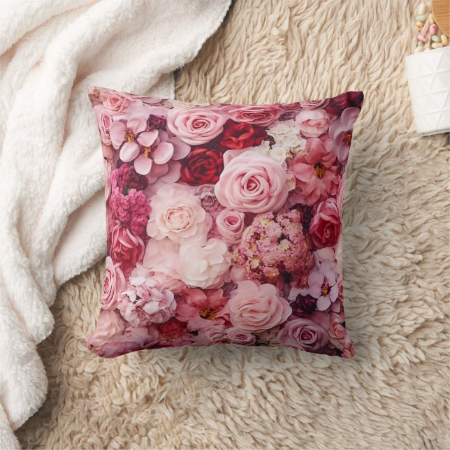Rosa ros Flowers Elegant Girly Kudde (Filt)