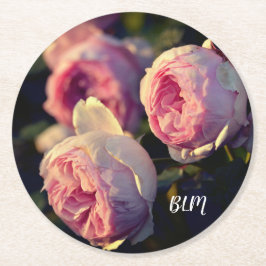 Rosa ros Flowers från Garden Underlägg Papper Rund