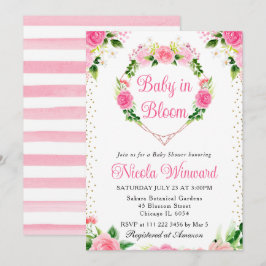 Rosa ros Flowers Hjärtsandning Babykläder Inbjudningar