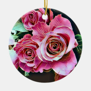 ROSA ROS FLOWERS JULGRANSPRYDNAD KERAMIK