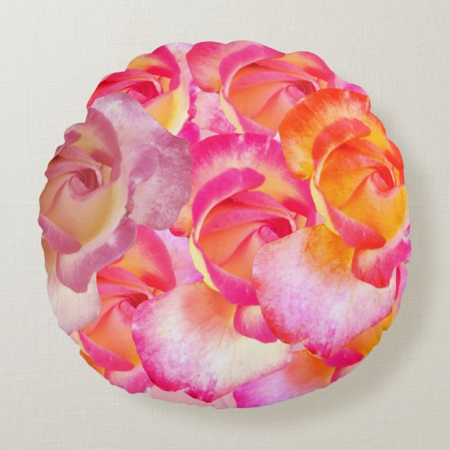 Rosa ros Flowers Photo Round Cushion Rund Kudde (Framsidan)