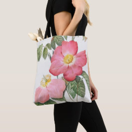 Rosa ros Flowers Pierre Joseph Redoute Tote Bag Tygkasse
