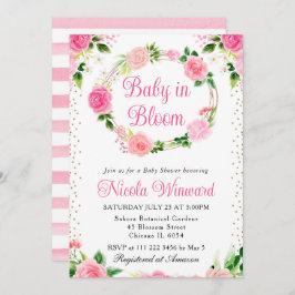 Rosa ros Flowers WandeBaby Shower Inbjudningar