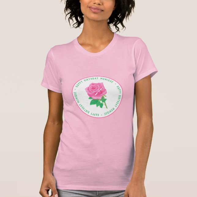 Rosa ros födelsedag t shirt (Framsida)