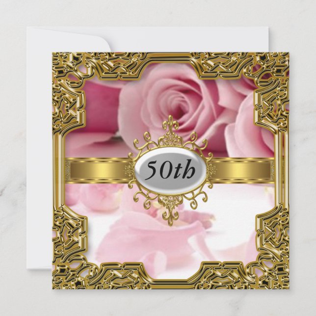 Rosa ros födelsedagsfest Glamour Het Inbjudan (Framsida)