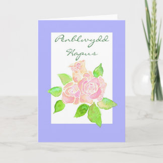 Rosa ros födelsedagskort: Welsh Hälsning Kort