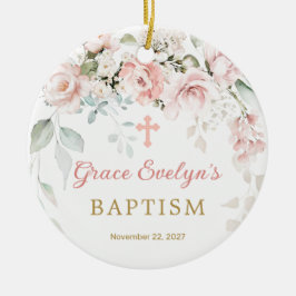 Rosa ros Foliage Kor Baptism Photo Ornament