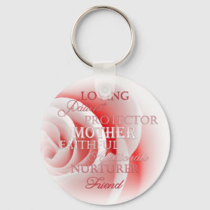 Rosa ros för mamma nyckelring