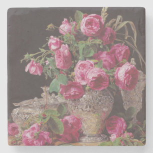 Rosa ros (från Ferdinand Georg Waldmüller) Stenunderlägg