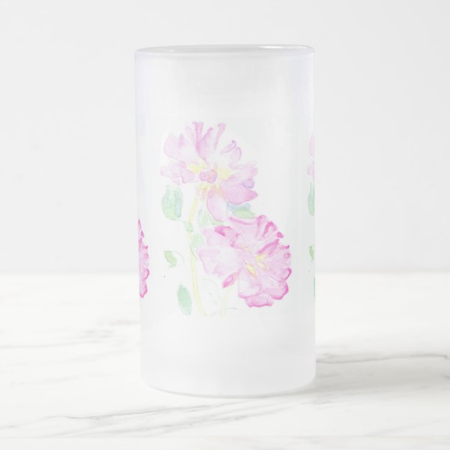 Rosa ros Frostat Glass Mugg (Center)
