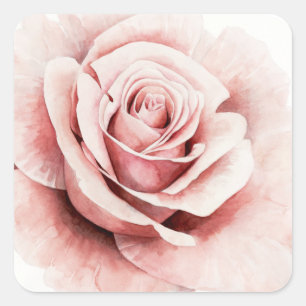 Rosa ros fyrkantigt klistermärke