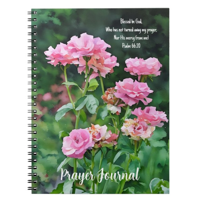 Rosa ros Garden Bible Verse Prayer Journal Anteckningsbok (Framsidan)