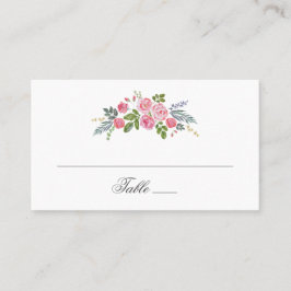 Rosa ros. Garden-blommor. Blommigt bröllop chic Placeringskort
