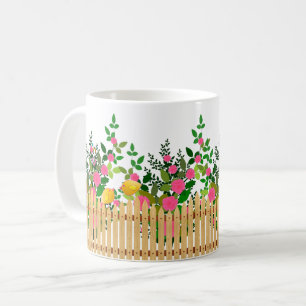 Rosa ros Garden Fence - Elegant Blommigt Art Kaffemugg