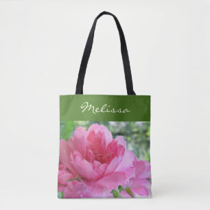 Rosa ros Garden Flower Blommigt Tote Bag Tygkasse