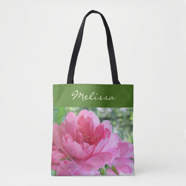 Rosa ros Garden Flower Blommigt Tote Bag Tygkasse (Framsida)
