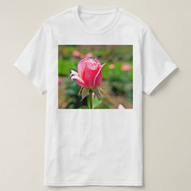 Rosa ros Garden Tee Shirt (Design framsida)