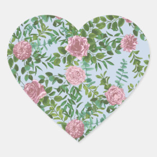 Rosa ros Garden Vår bröllop Hjärtformat Klistermärke