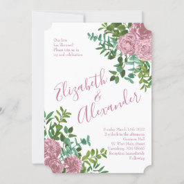 Rosa ros Garden Vår bröllop Inbjudningar