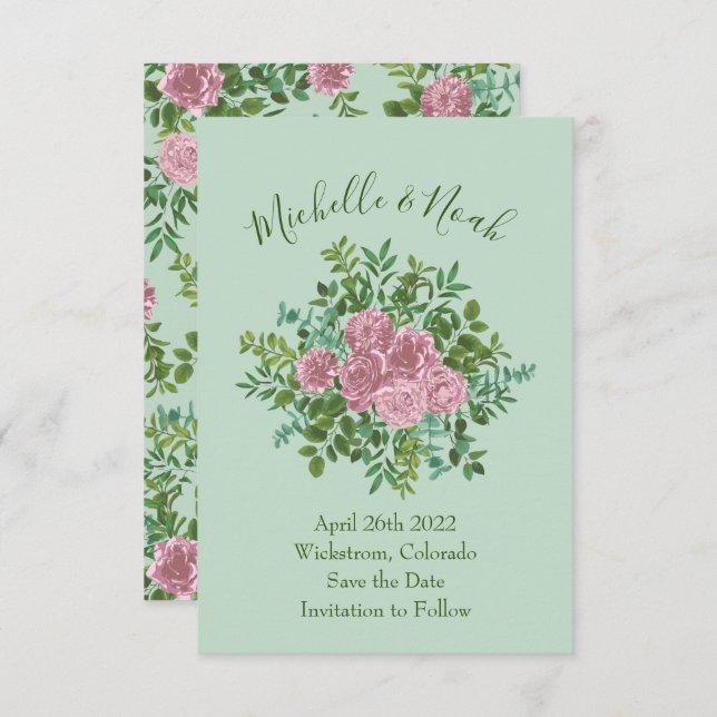 Rosa ros Garden Vår bröllop Inbjudningar (Fram/baksida)