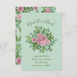 Rosa ros Garden Vår bröllop Inbjudningar