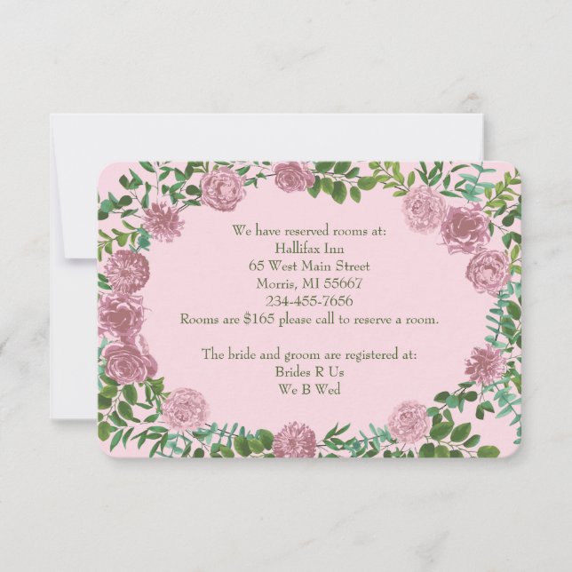 Rosa ros Garden Vår bröllop Inbjudningar (Framsida)